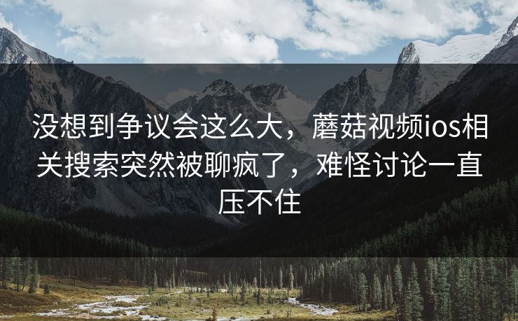 没想到争议会这么大，蘑菇视频ios相关搜索突然被聊疯了，难怪讨论一直压不住