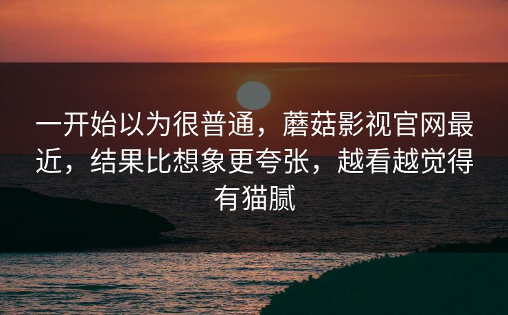 一开始以为很普通，蘑菇影视官网最近，结果比想象更夸张，越看越觉得有猫腻
