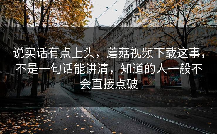 说实话有点上头，蘑菇视频下载这事，不是一句话能讲清，知道的人一般不会直接点破