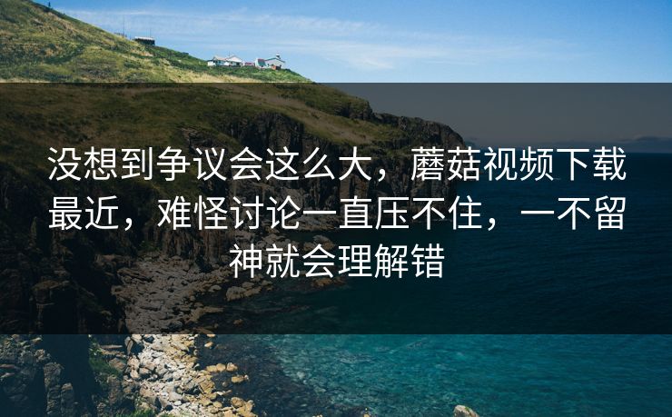 没想到争议会这么大，蘑菇视频下载最近，难怪讨论一直压不住，一不留神就会理解错