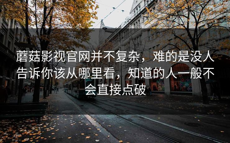 蘑菇影视官网并不复杂，难的是没人告诉你该从哪里看，知道的人一般不会直接点破