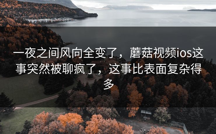 一夜之间风向全变了，蘑菇视频ios这事突然被聊疯了，这事比表面复杂得多