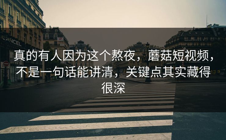 真的有人因为这个熬夜，蘑菇短视频，不是一句话能讲清，关键点其实藏得很深