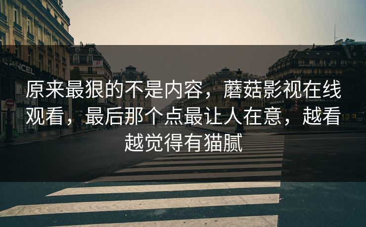 原来最狠的不是内容，蘑菇影视在线观看，最后那个点最让人在意，越看越觉得有猫腻