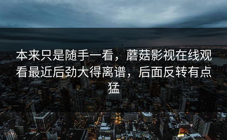 本来只是随手一看，蘑菇影视在线观看最近后劲大得离谱，后面反转有点猛