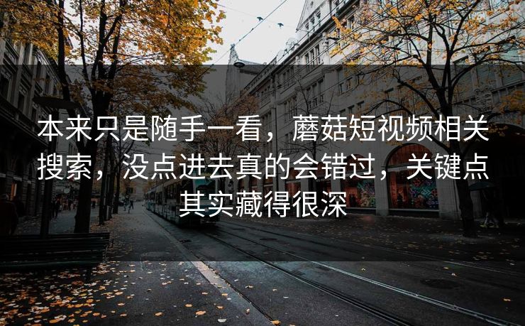 本来只是随手一看，蘑菇短视频相关搜索，没点进去真的会错过，关键点其实藏得很深