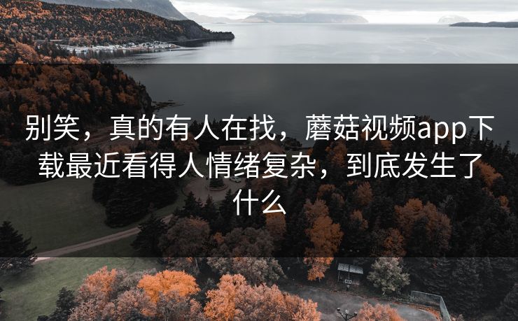 别笑，真的有人在找，蘑菇视频app下载最近看得人情绪复杂，到底发生了什么