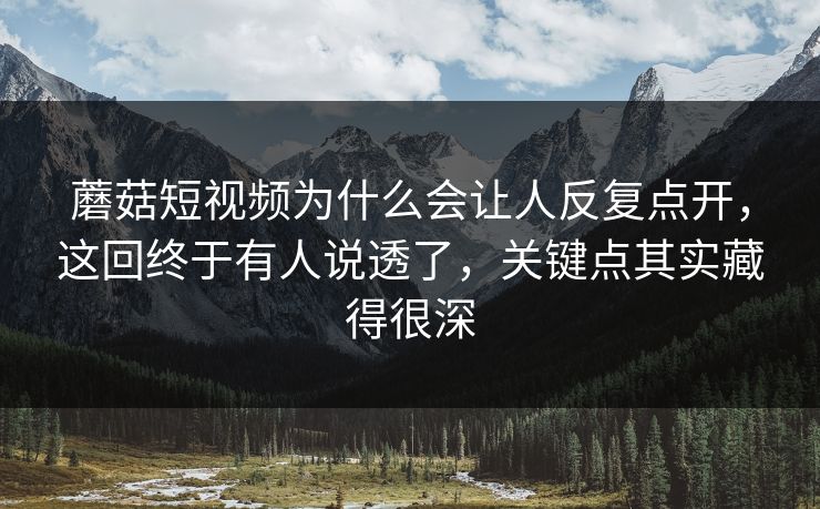 蘑菇短视频为什么会让人反复点开，这回终于有人说透了，关键点其实藏得很深