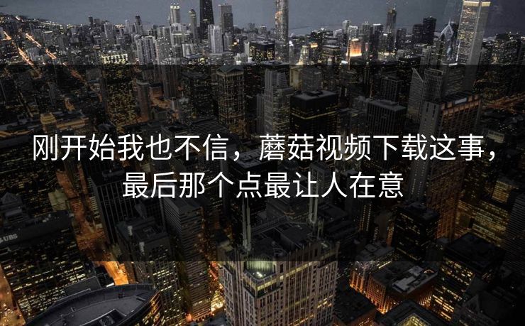 刚开始我也不信，蘑菇视频下载这事，最后那个点最让人在意