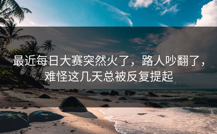 最近每日大赛突然火了，路人吵翻了，难怪这几天总被反复提起