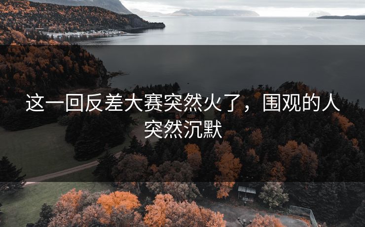 这一回反差大赛突然火了，围观的人突然沉默