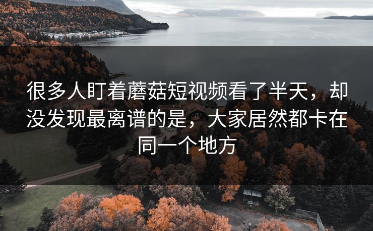 很多人盯着蘑菇短视频看了半天，却没发现最离谱的是，大家居然都卡在同一个地方