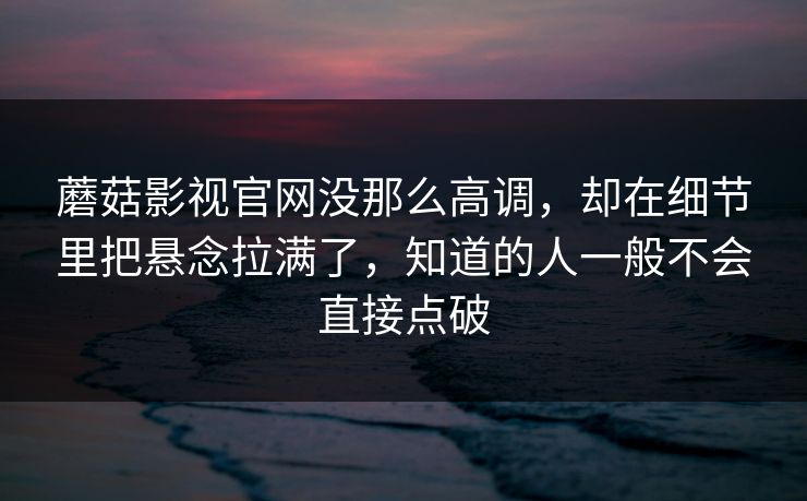 蘑菇影视官网没那么高调，却在细节里把悬念拉满了，知道的人一般不会直接点破