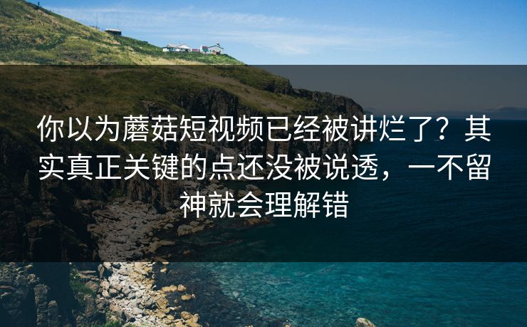 你以为蘑菇短视频已经被讲烂了？其实真正关键的点还没被说透，一不留神就会理解错